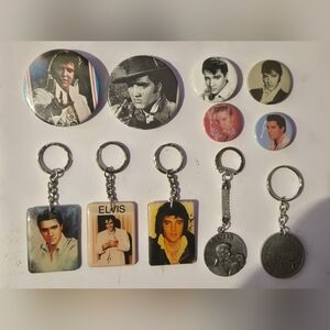 Elvis Presley Keychain and Button Set - Multicolor